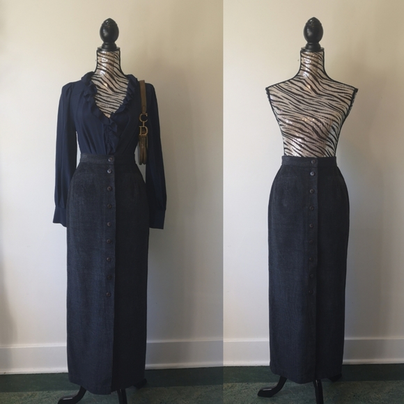 RARE Vintage "CATS" button up corduroy maxi skirt - Picture 11 of 12